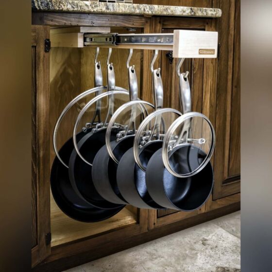 Pot Lid Organizer Pan Holder Rack with 10 Dividers and 4 Hooks
